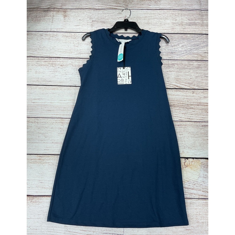 41 Hawthorn Scalloped Trim Mini Dress Sleeveless  Women Size M Navy New With Tag